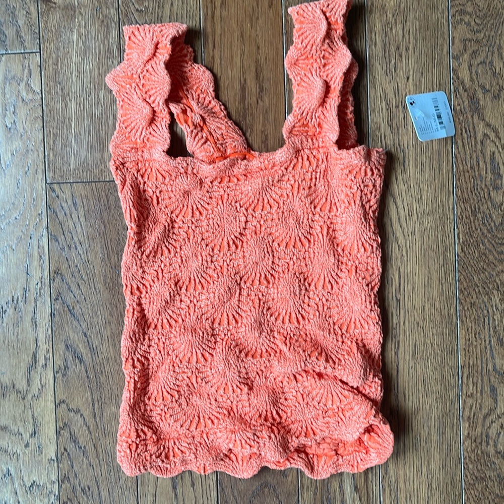 NWT Free People Lovey Letter Cami M/L Orange
